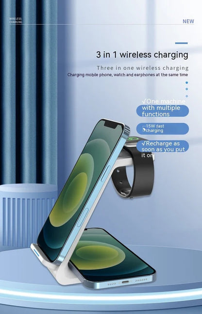 Three-in-one Wireless Charger Fast Charging Desktop Vertical